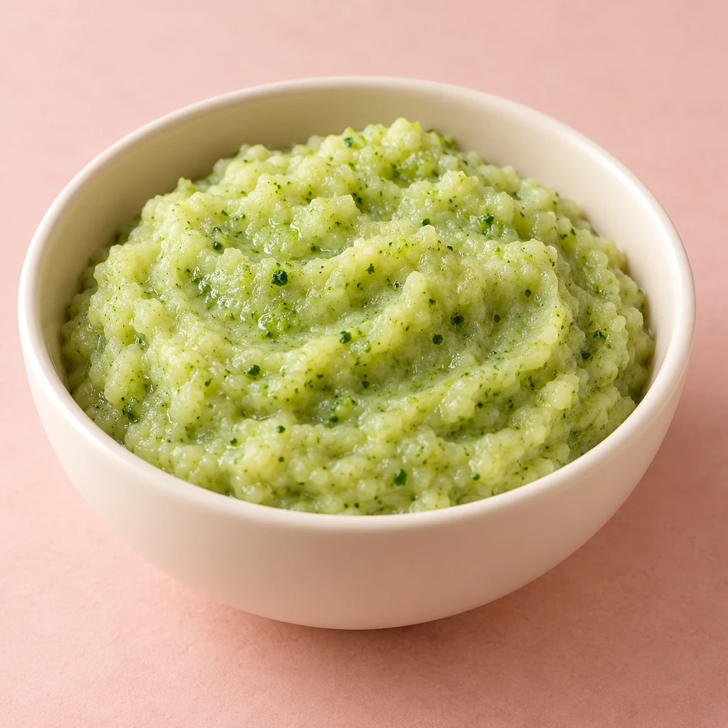 Broccoli & Potato Mash, a purée for babies from around 6 months