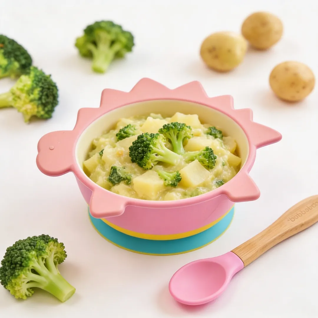 Broccoli & Potato Mash, a purée for babies from around 6 months