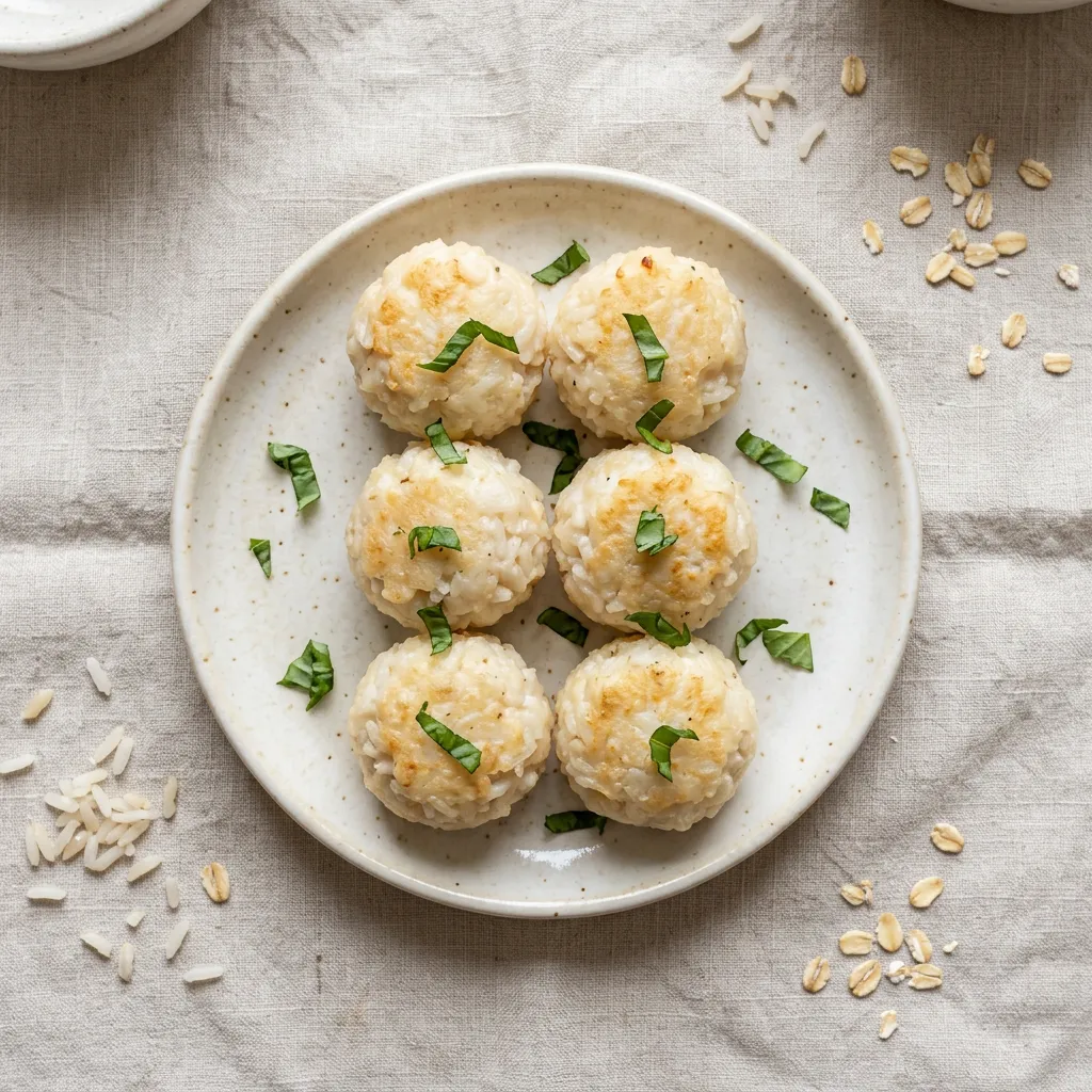 Chicken & Rice Balls, a finger food for babies from around 9 months