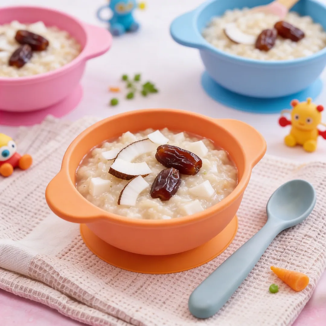 Coconut & Date Porridge, a breakfast for babies from around 6 months