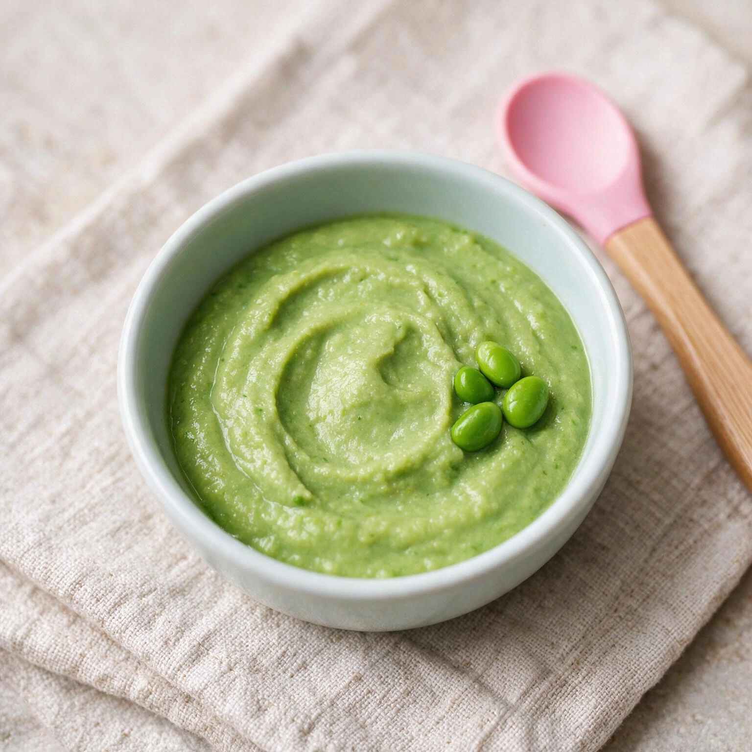 Edamame & Pea Purée, a purée for babies from around 6 months