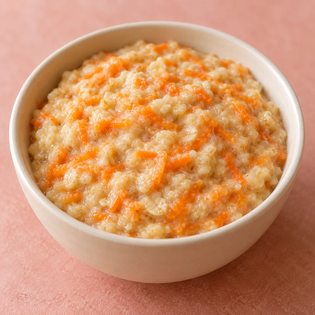 Ginger Carrot Porridge, a breakfast for babies from around 6 months