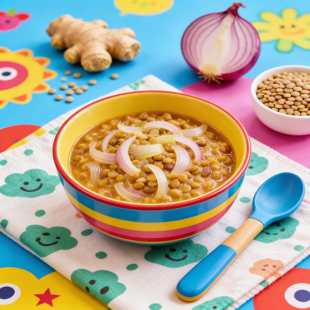 Ginger Lentil & Onion Dahl, a lunch or dinner for babies from around 7 months