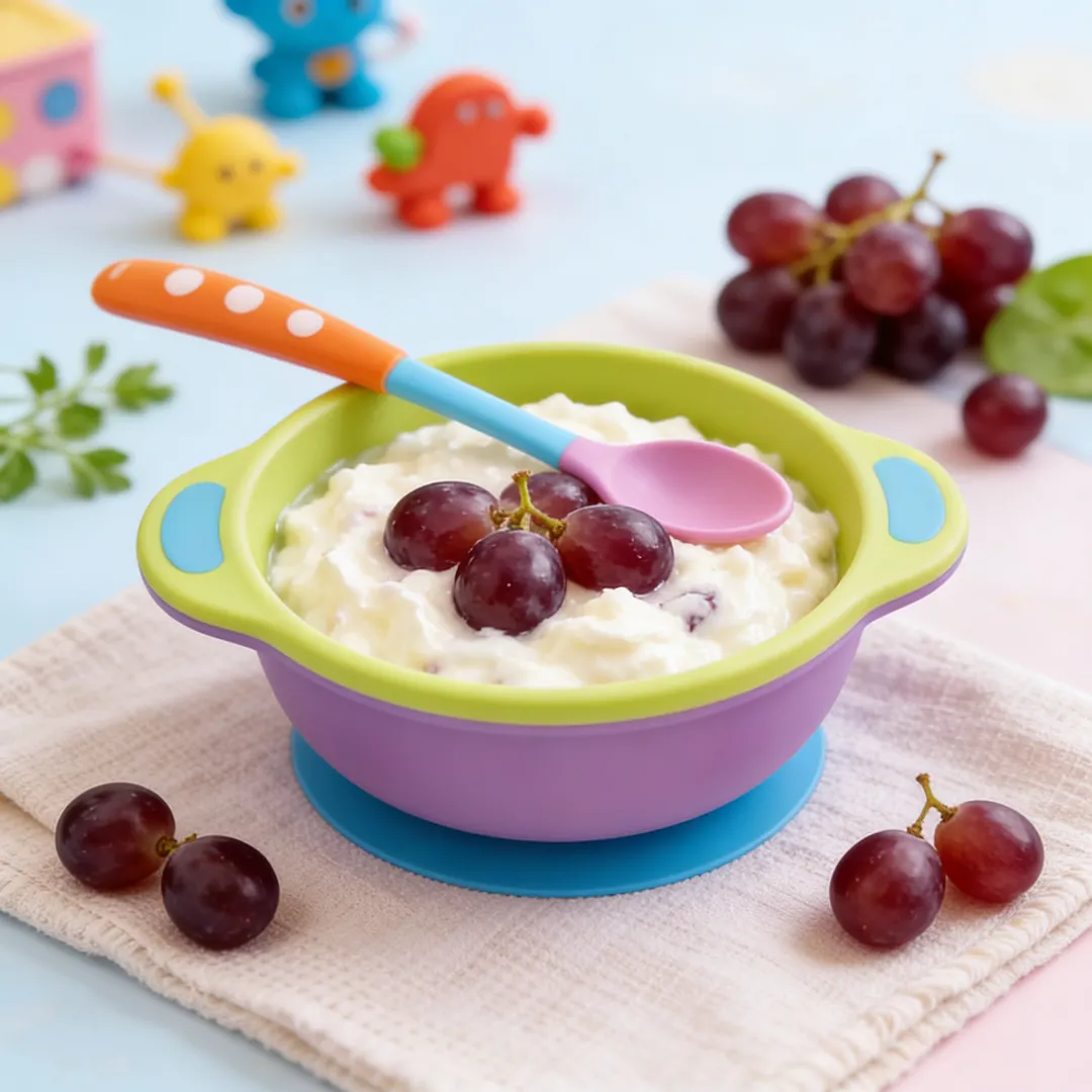 Grape & Cottage Cheese Pot, a snack for babies from around 9 months
