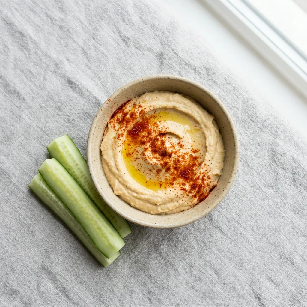 Hummus with Cucumber Dippers, a snack for babies from around 9 months