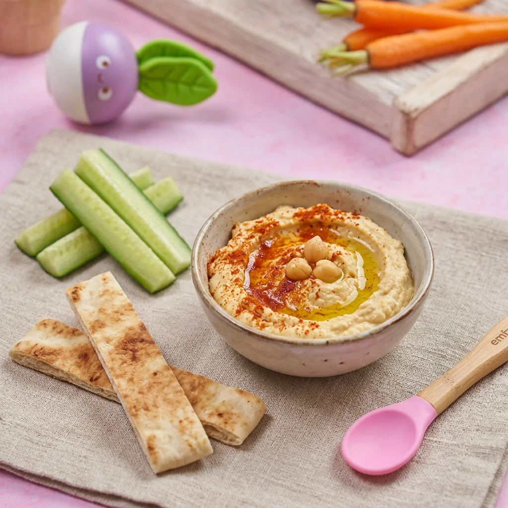Hummus & Pitta Dippers, a finger food for babies from around 1 year
