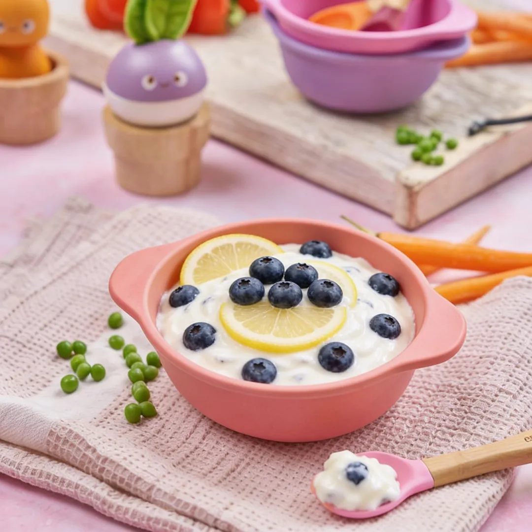 Lemon Blueberry Yogurt, a snack for babies from around 6 months
