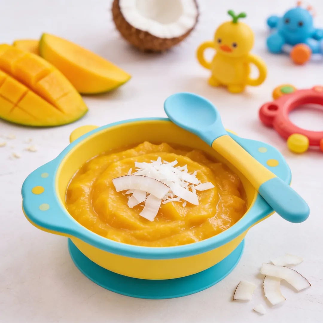 Mango & Coconut Purée, a purée for babies from around 6 months