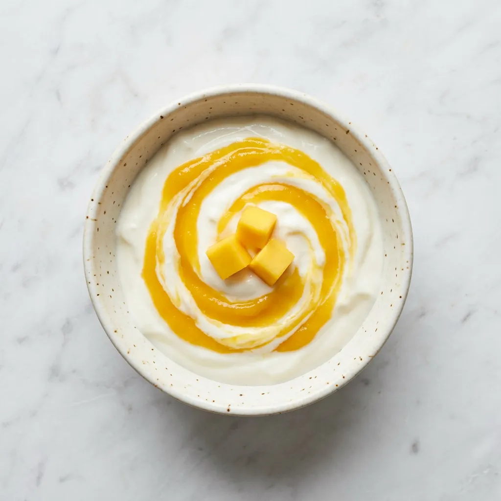 Mango Yogurt Bowl, a breakfast for babies from around 6 months