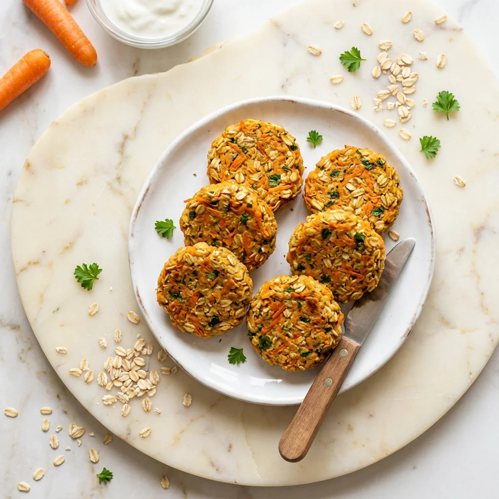 Mini Veggie Oat Patties, a finger food for babies from around 1 year