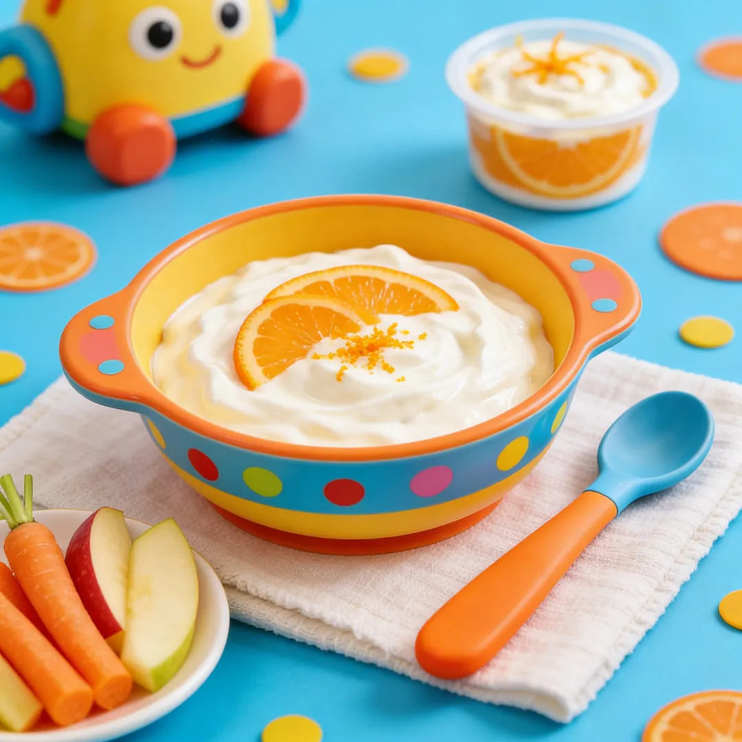 Orange Yogurt Dip, a snack for babies from around 6 months
