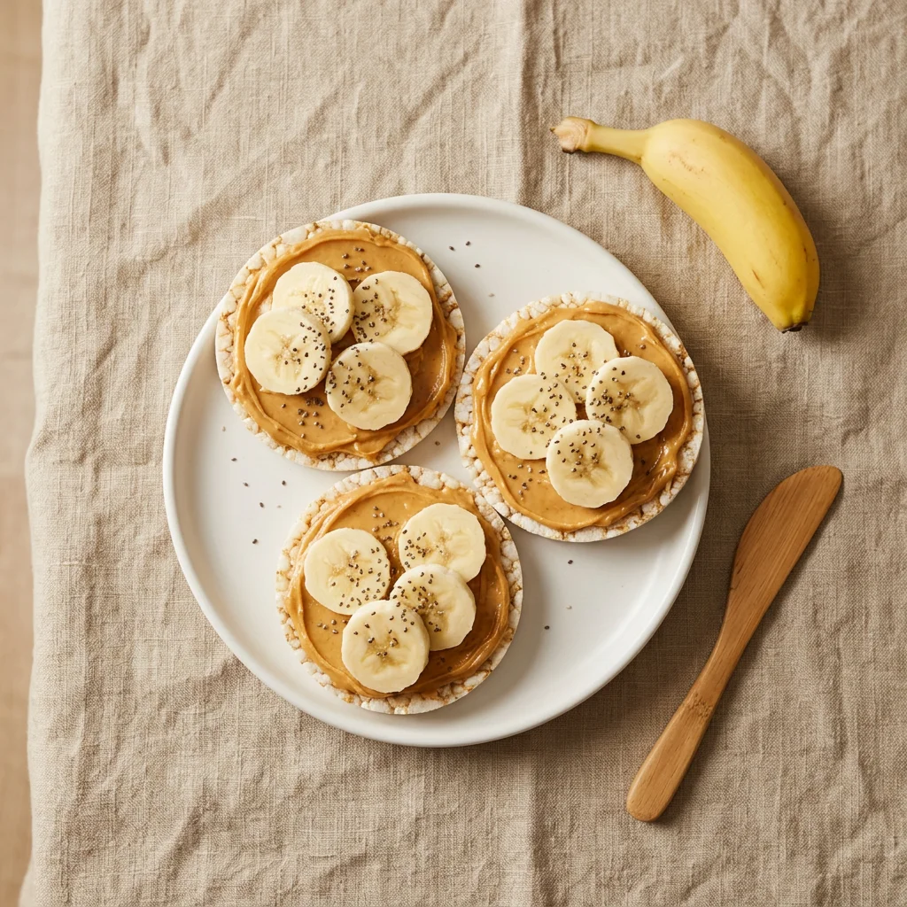 Peanut Butter Banana Rice Cakes, a snack for babies from around 1 year
