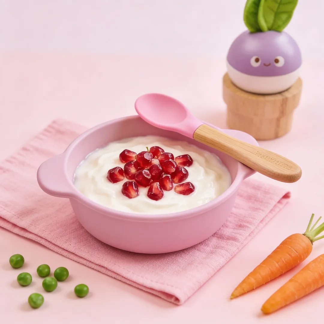 Pomegranate Yogurt Bowl, a breakfast for babies from around 6 months