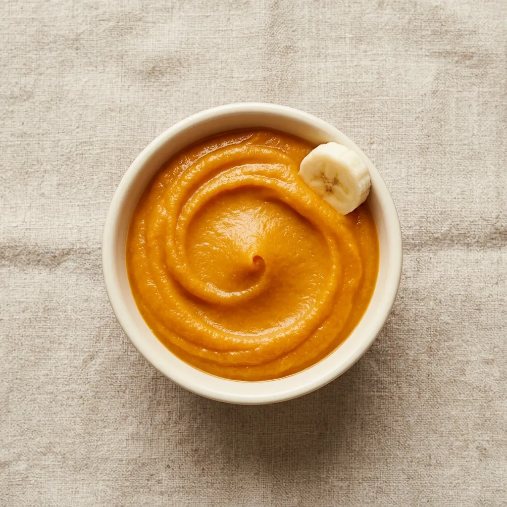 Pumpkin & Banana Purée, a purée for babies from around 6 months