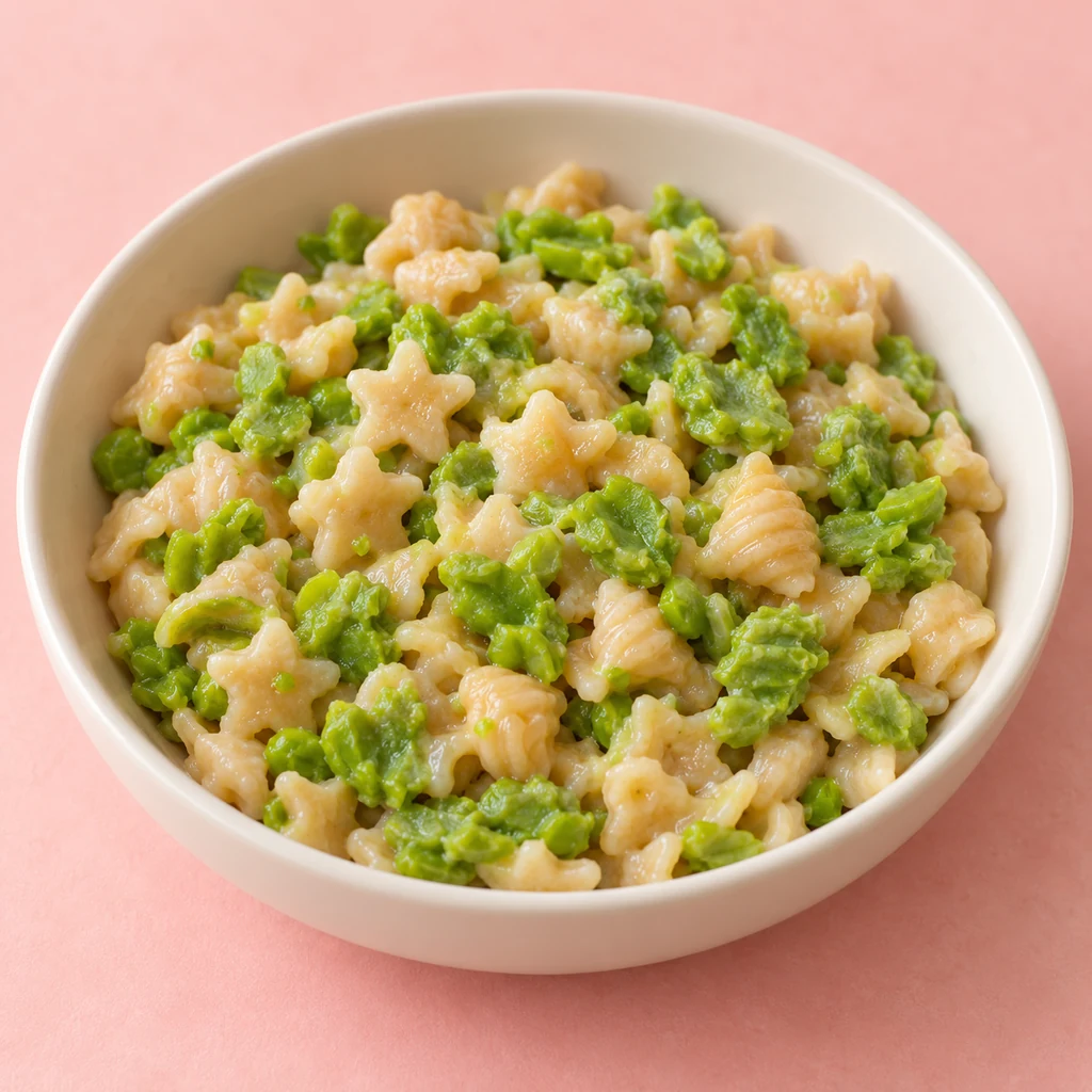 Soft Pasta with Peas & Butter, a finger food for babies from around 9 months