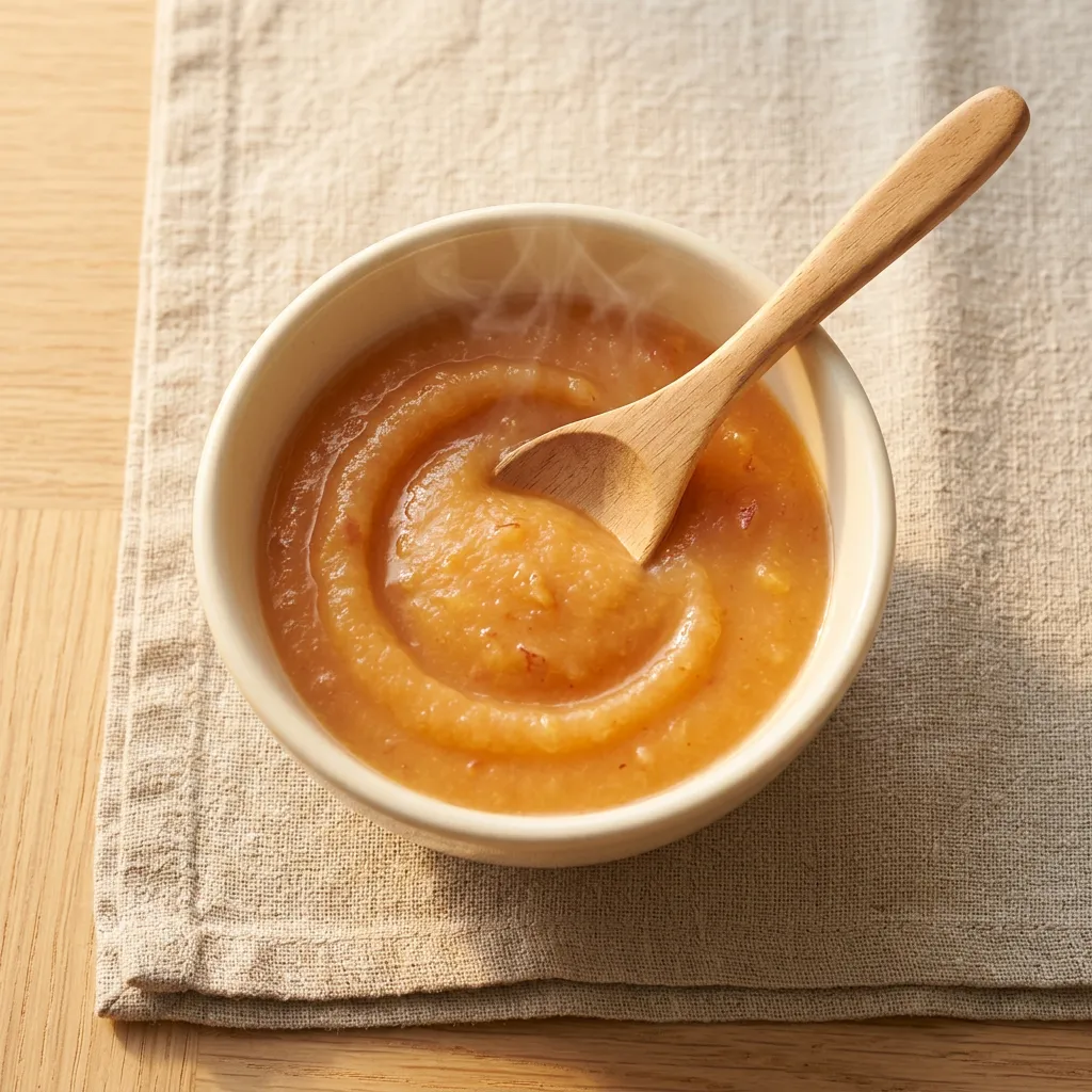 Sweet Potato Apple Purée, a purée for babies from around 6 months
