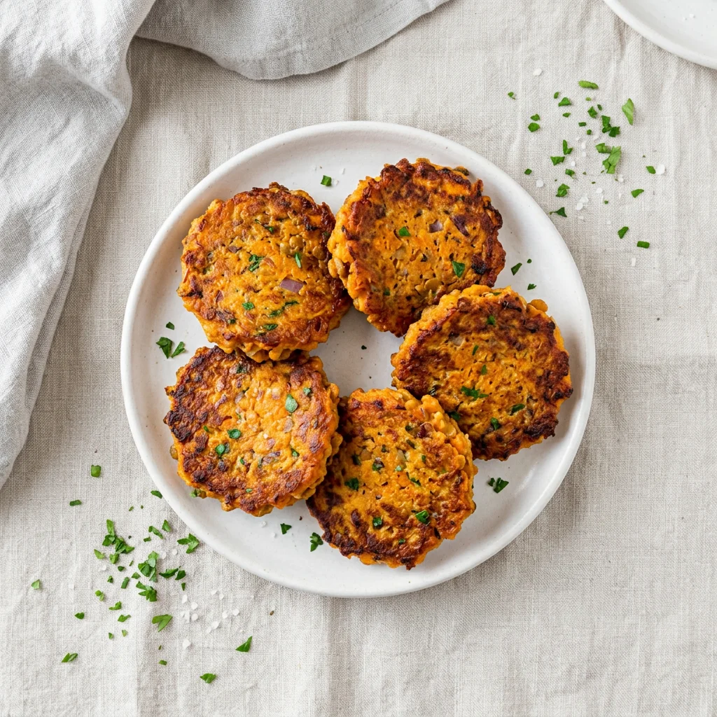 Sweet Potato & Lentil Fritters, a finger food for babies from around 1 year