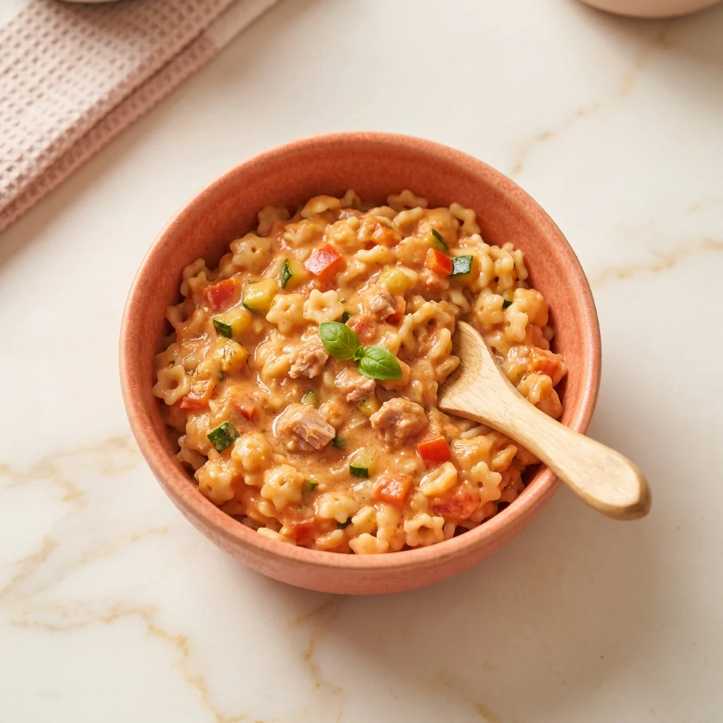 Tuna Pasta with Hidden Veg, a lunch or dinner for babies from around 1 year